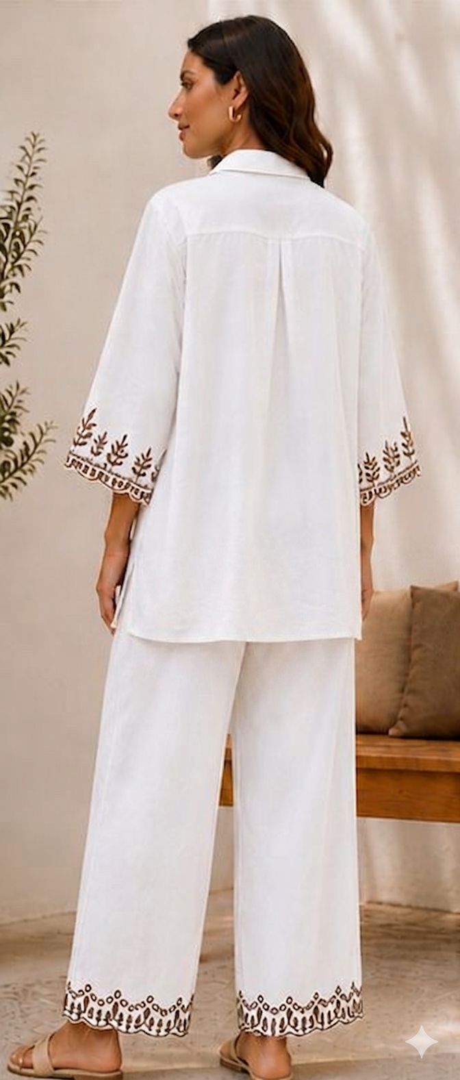 Embroidered Cotton Co-Ord Set with Side Pocket Pant