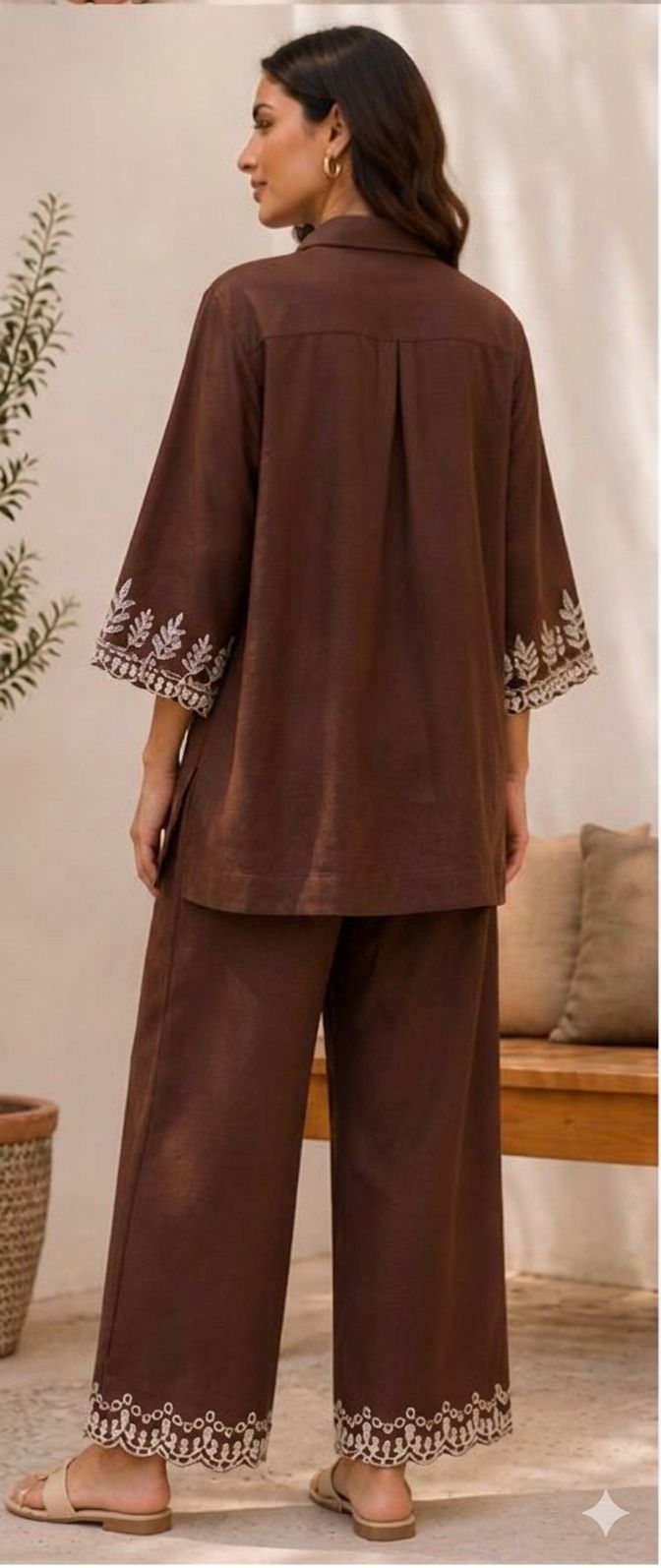 Embroidered Cotton Co-Ord Set with Side Pocket Pant