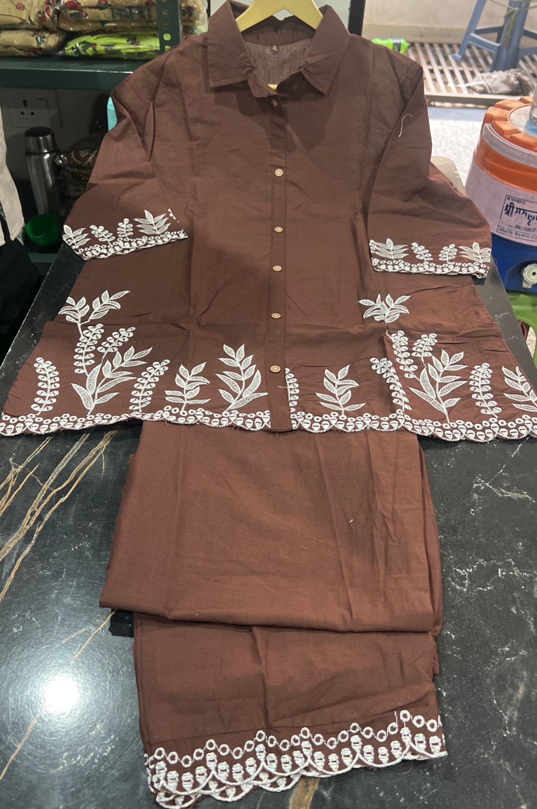 Embroidered Cotton Co-Ord Set with Side Pocket Pant