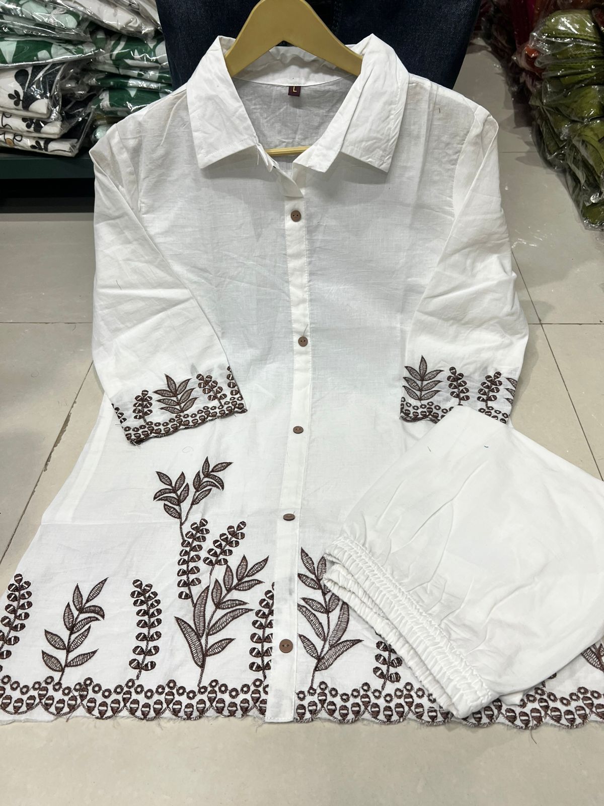 Embroidered Cotton Co-Ord Set with Side Pocket Pant