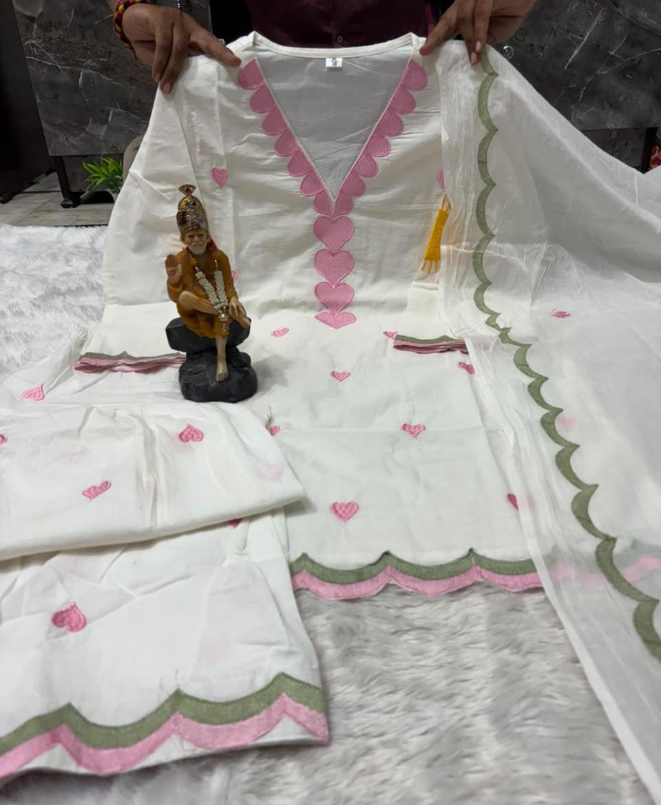 Embroidered Cotton Farshi Salwar Suit Set with Dupatta