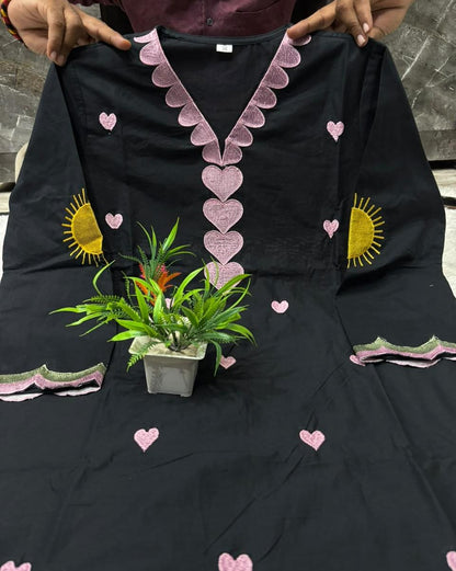 Embroidered Cotton Farshi Salwar Suit Set with Dupatta