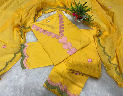 Embroidered Cotton Farshi Salwar Suit Set with Dupatta