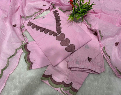 Embroidered Cotton Farshi Salwar Suit Set with Dupatta