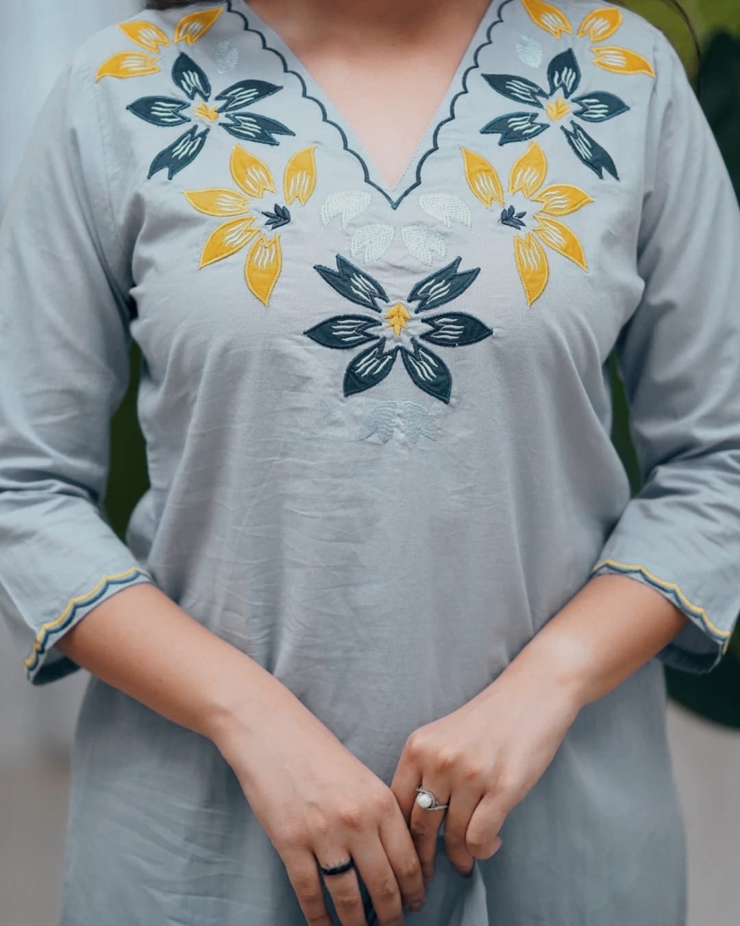 Embroidered Cotton Kurti Pant Set with Cotton Dupatta | 3-Piece