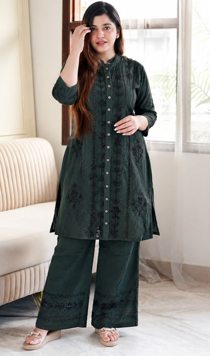Embroidered Rayon Kurta and Bottom Set for Women
