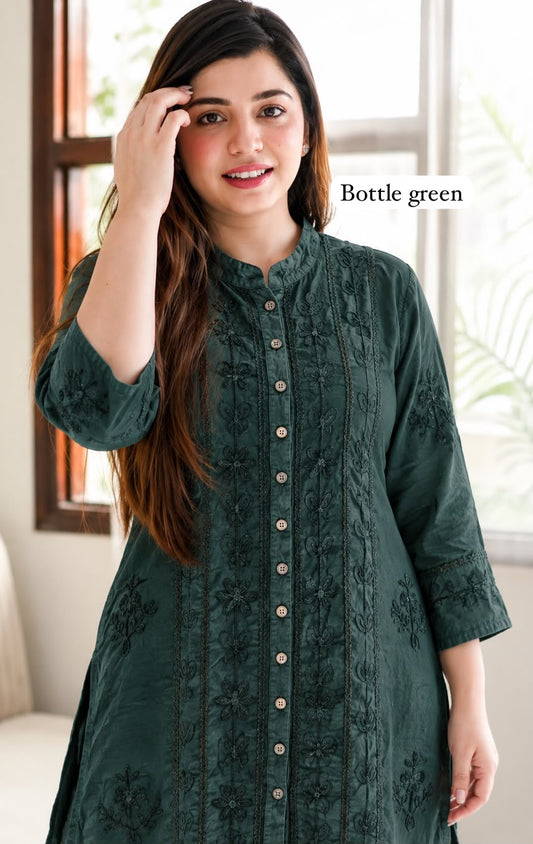 Embroidered Rayon Kurta and Bottom Set for Women