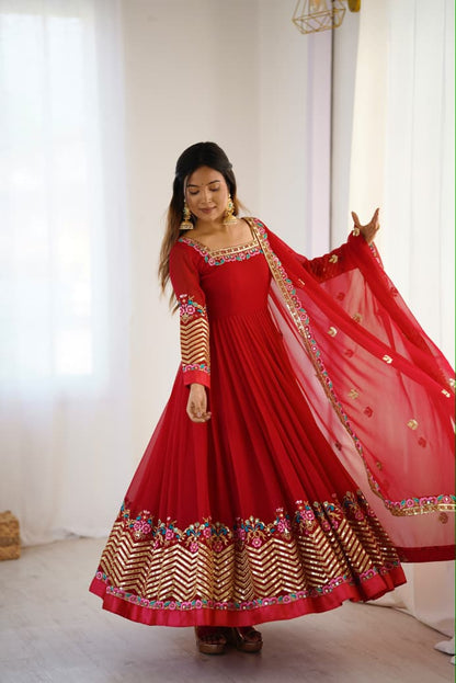 Embroidered Sequence Georgette Anarkali Three Piece Set