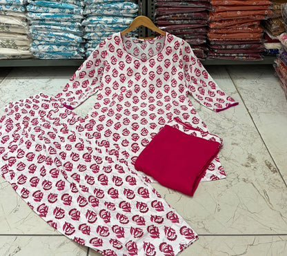 Farshi Salwar 3-Piece Cotton Suit Set with Dupatta & Lace Border