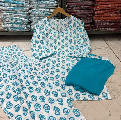 Farshi Salwar 3-Piece Cotton Suit Set with Dupatta & Lace Border