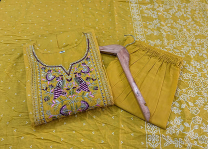 Flared Anarkali Cotton Suit with Pant & Malmal Dupatta