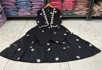 Flared Cotton Printed Kurta Set with Pant & Malmal Dupatta
