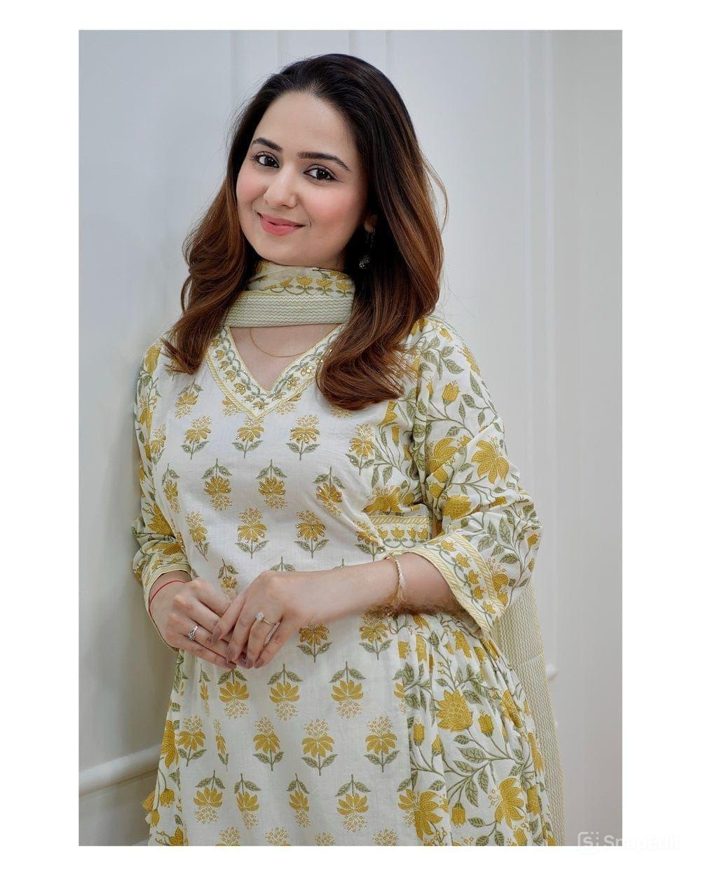 Floral Afghani Cotton Suit Set with Dupatta & Tassel Detailing