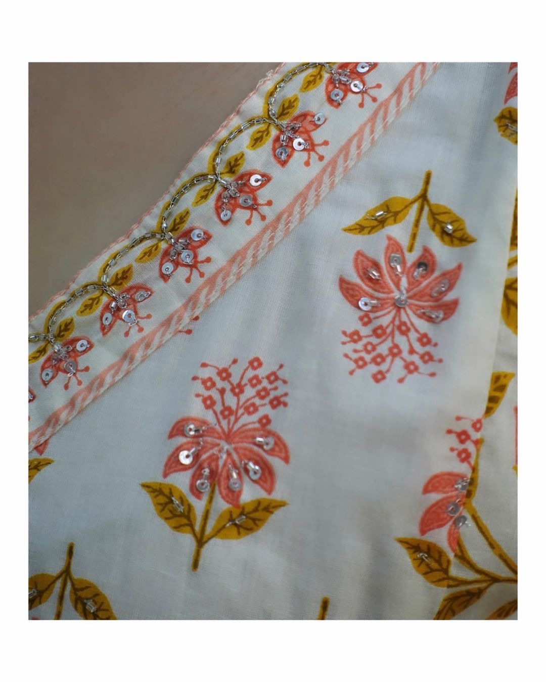 Floral Afghani Cotton Suit Set with Tassels & Dupatta