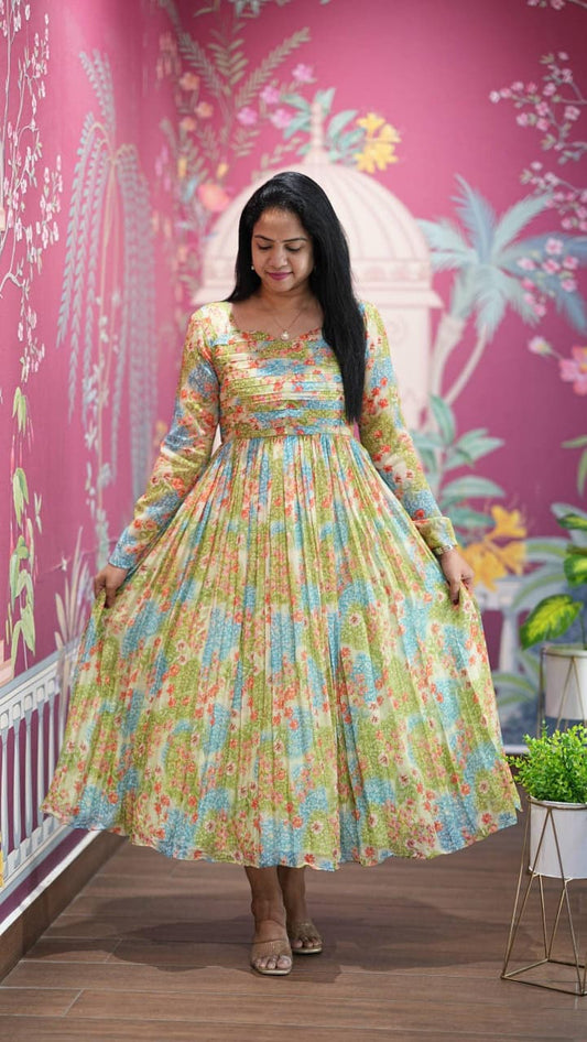 Floral Print Alfino Chiffon Dress with Lining – 48"