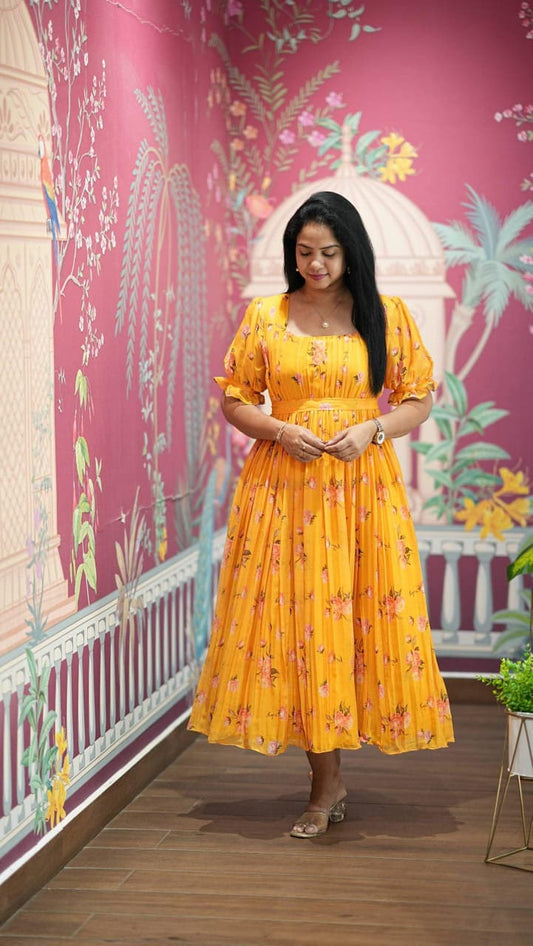 Floral Print Alfino Chiffon Dress with Lining – 48"