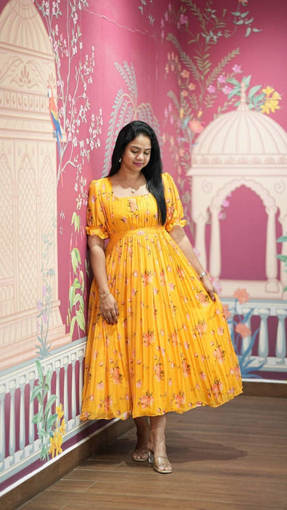 Floral Print Alfino Chiffon Dress with Lining – 48"