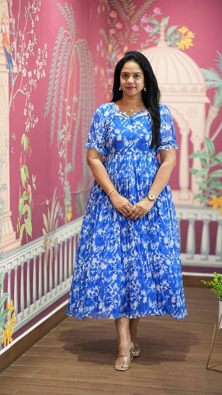 Floral Print Alfino Chiffon Dress with Lining – 48"