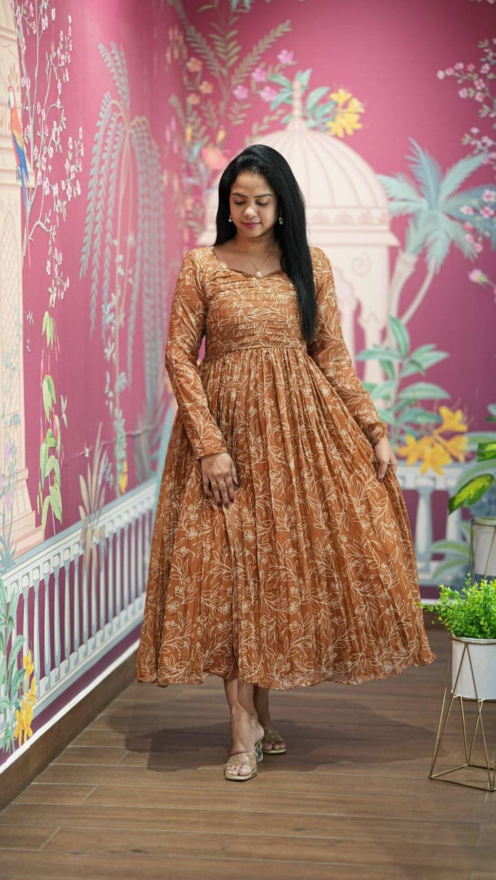 Floral Print Alfino Chiffon Dress with Lining – 48"