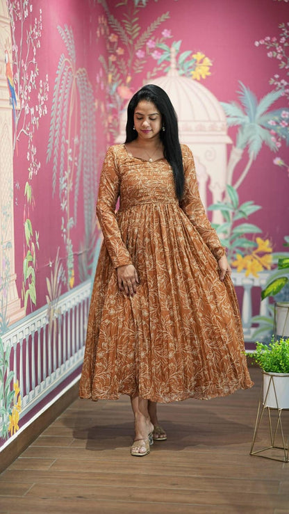 Floral Print Alfino Chiffon Dress with Lining – 48"