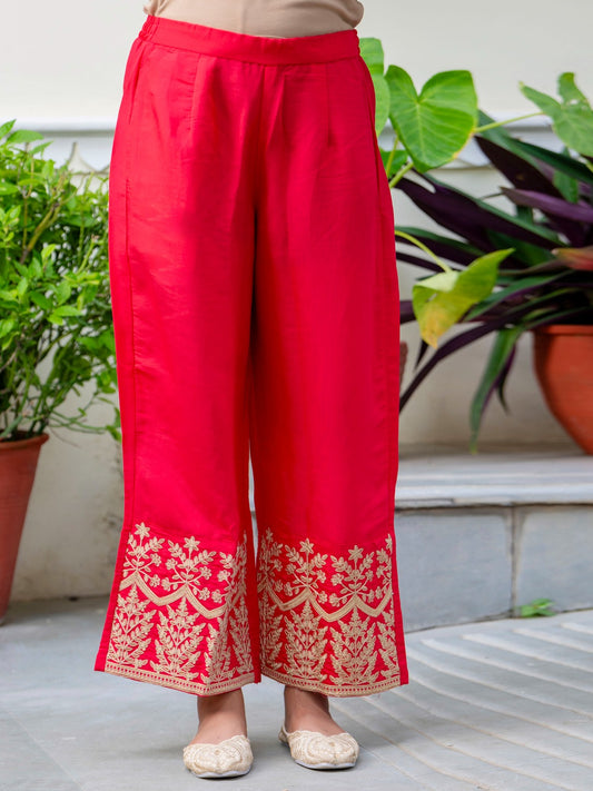 Floral Thread Embroidered Silk Blend Kurta Pant Dupatta Suit Set