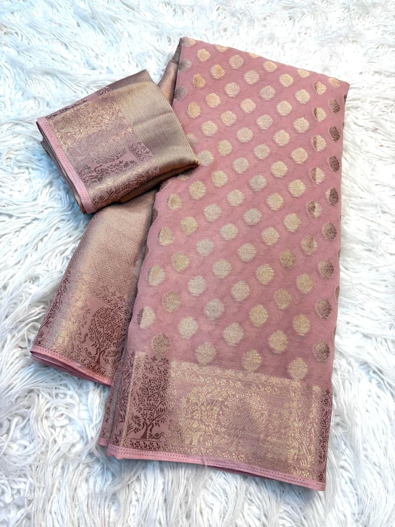 Georgette Saree with Jacquard Zari & Rich Pallu