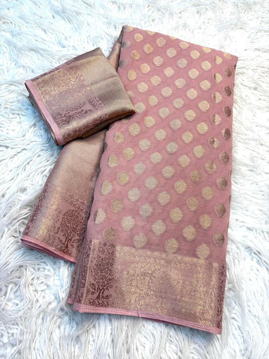 Georgette Saree with Jacquard Zari & Rich Pallu