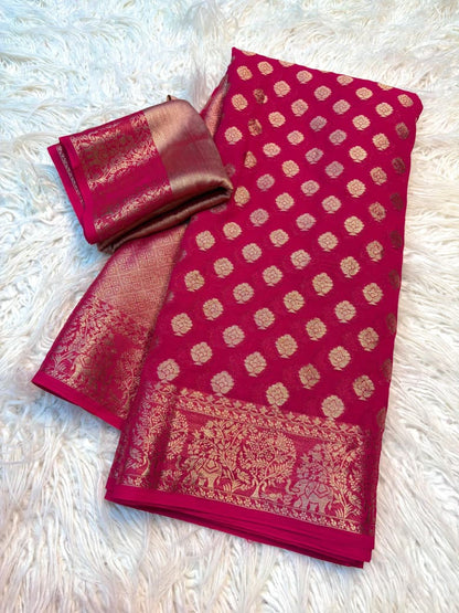 Georgette Saree with Jacquard Zari & Rich Pallu