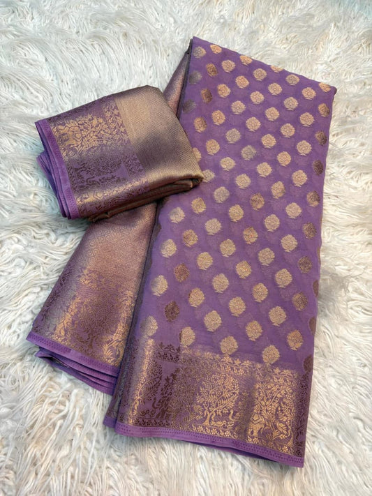 Georgette Saree with Jacquard Zari & Rich Pallu