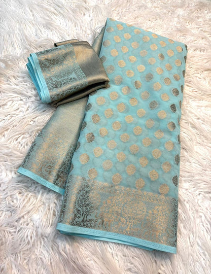 Georgette Saree with Jacquard Zari & Rich Pallu