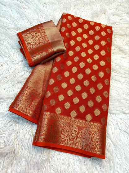 Georgette Saree with Jacquard Zari & Rich Pallu