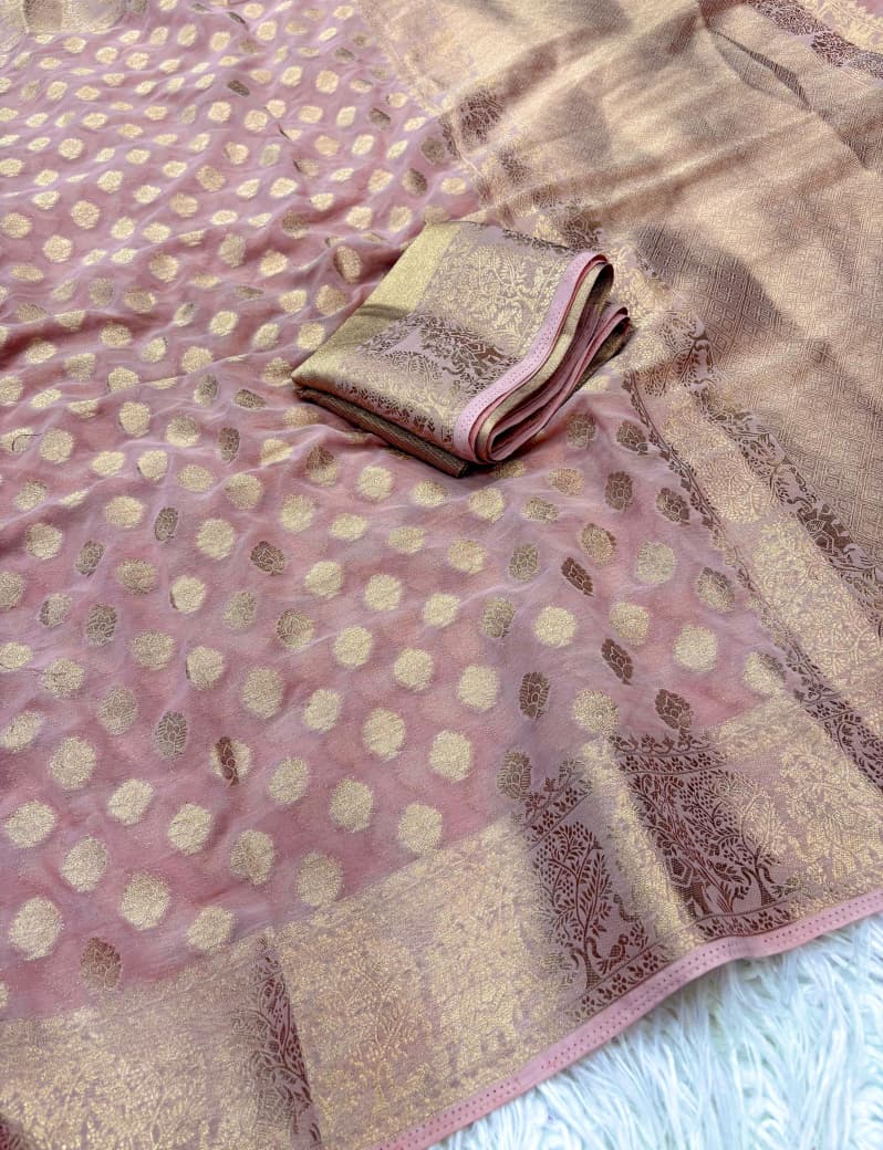 Georgette Saree with Jacquard Zari & Rich Pallu