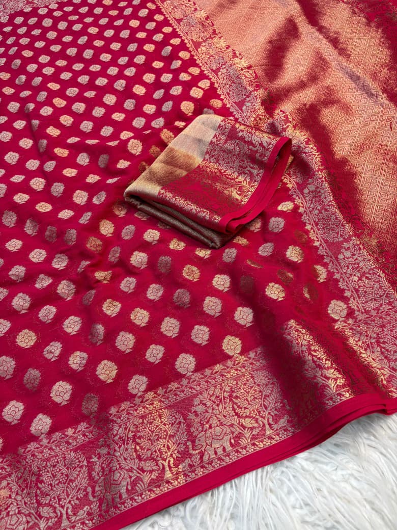 Georgette Saree with Jacquard Zari & Rich Pallu