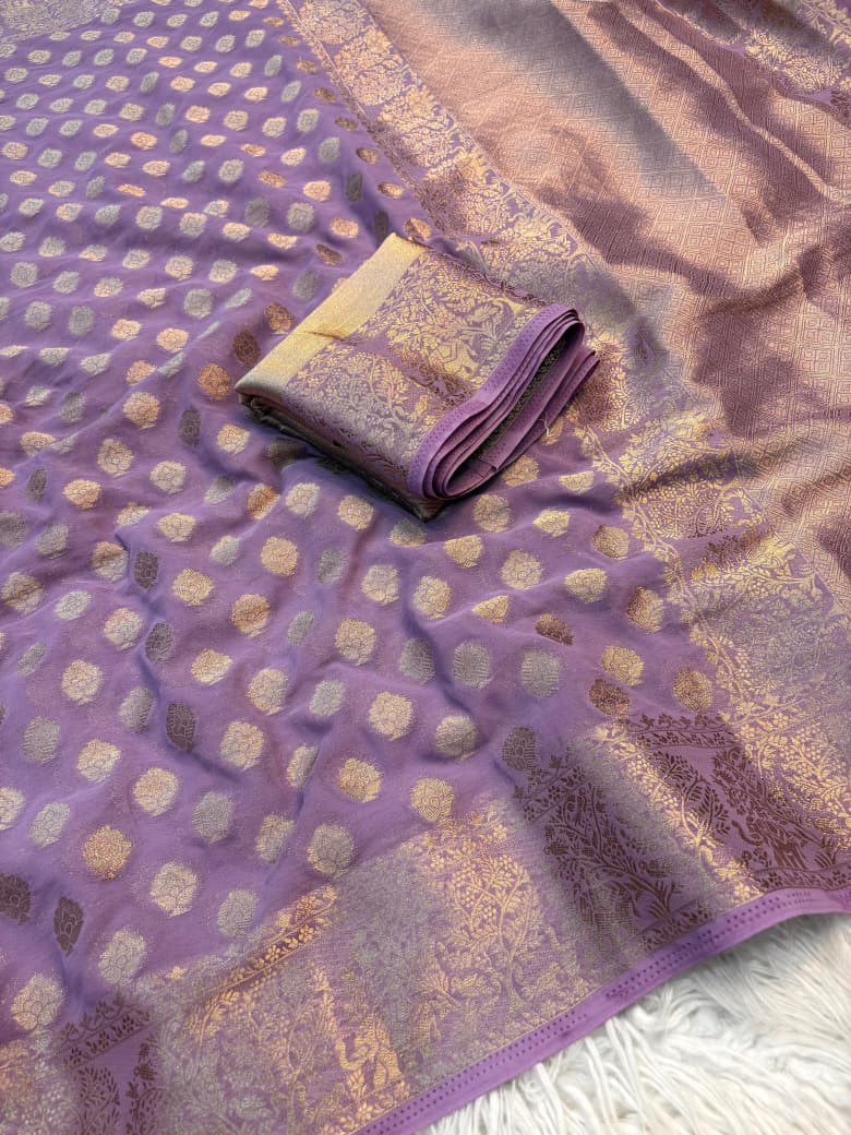 Georgette Saree with Jacquard Zari & Rich Pallu