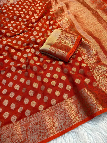 Georgette Saree with Jacquard Zari & Rich Pallu