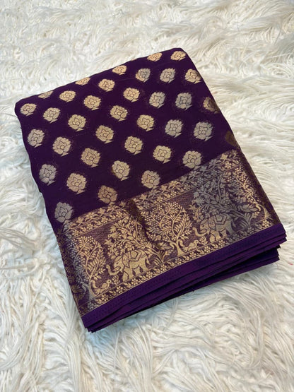 Georgette Saree with Jacquard Zari & Rich Pallu