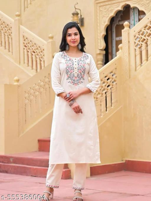 Handloom Cotton Embroidery Suit Set with Silk Dupatta & Pant