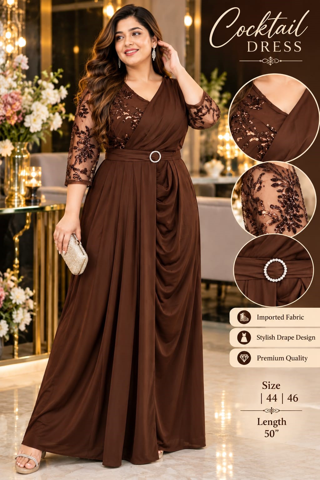 Imported Fabric Cocktail Dress for Women