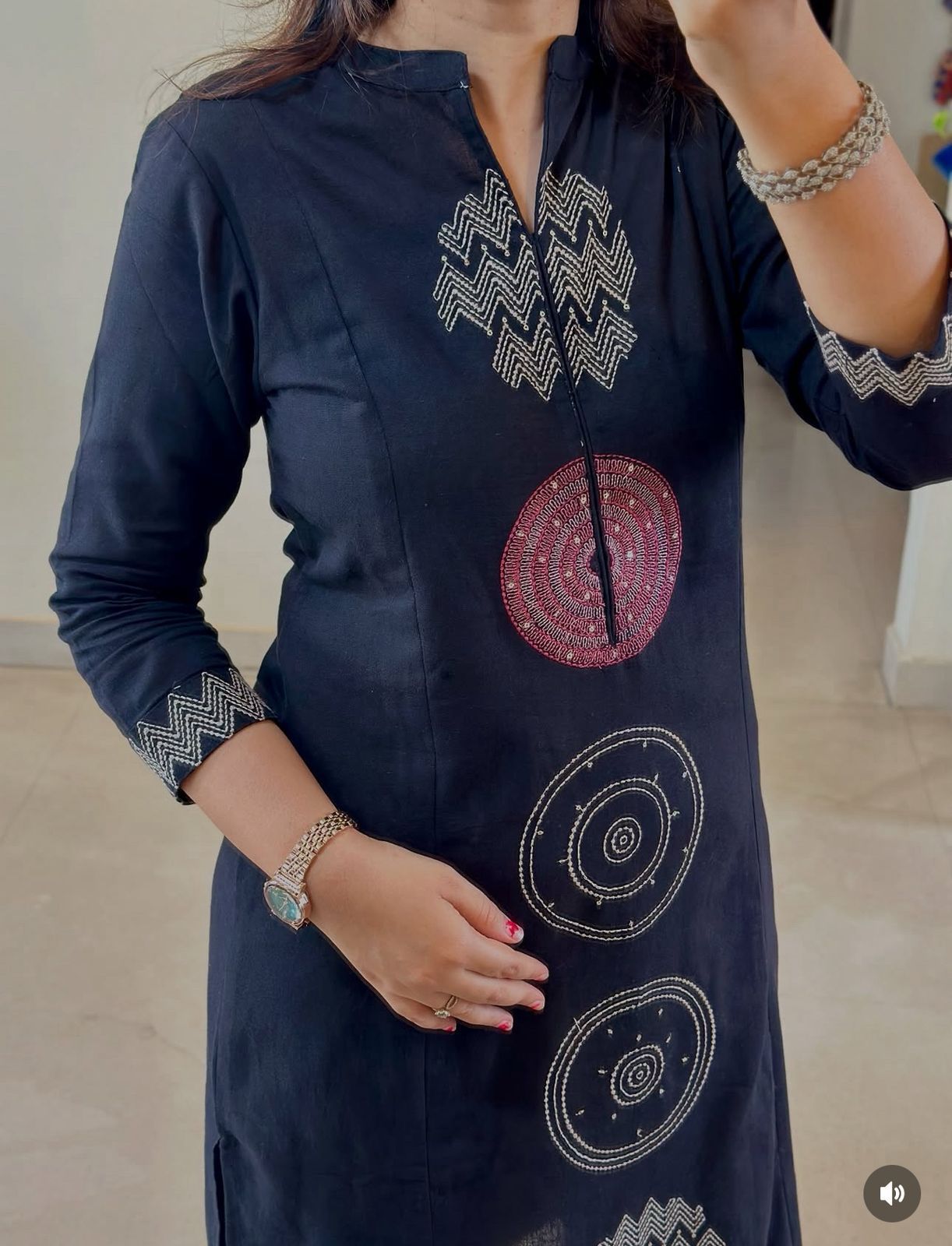 Jaipuri Cotton A-Line Suit Set with Embroidery & Sequins Work