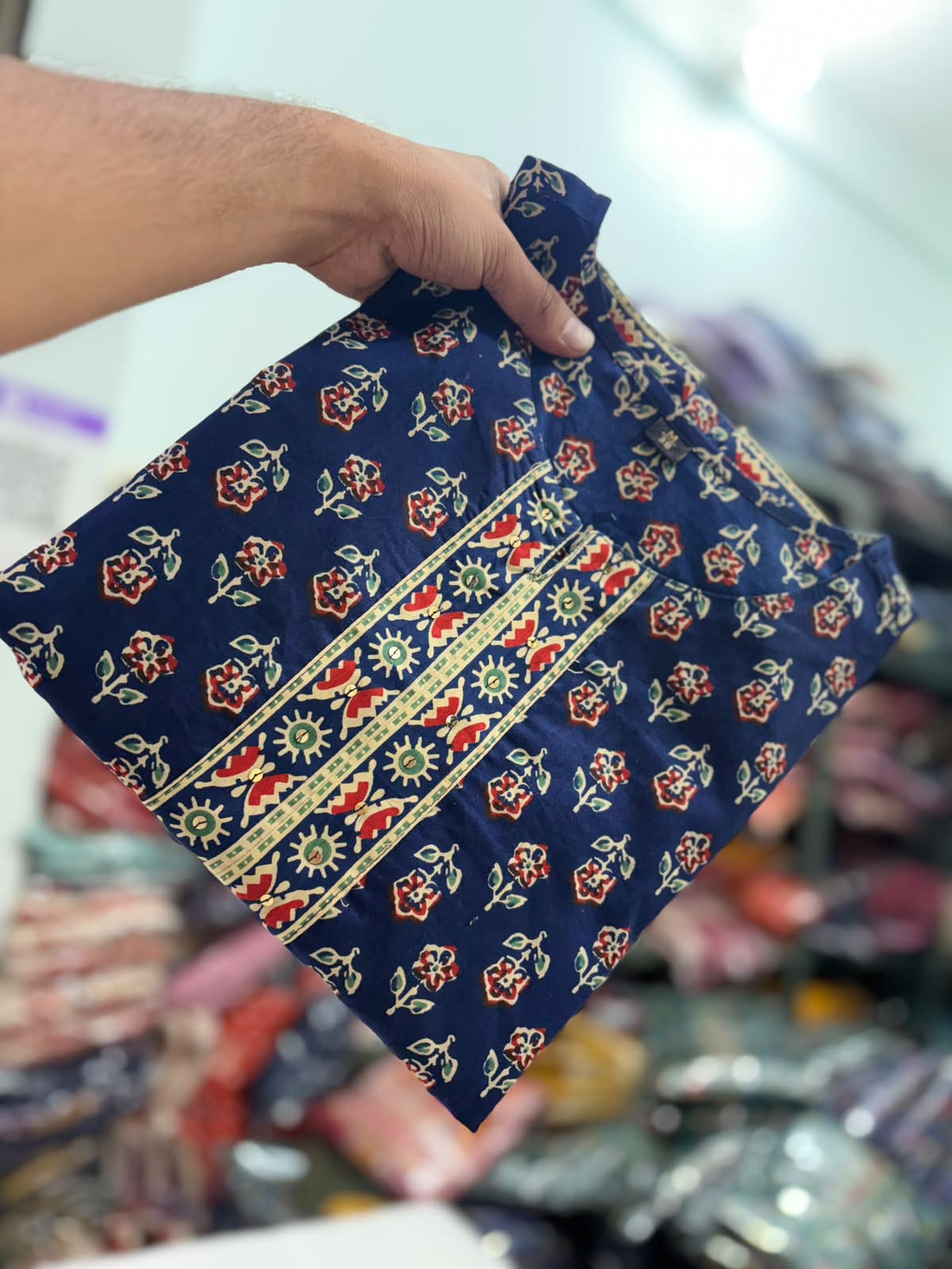 Jaipuri Print Cotton Gopi Dress Set with Skirt, Kurti & Malmal Dupatta