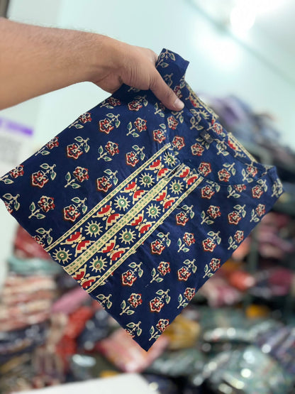 Jaipuri Print Cotton Gopi Dress Set with Skirt, Kurti & Malmal Dupatta