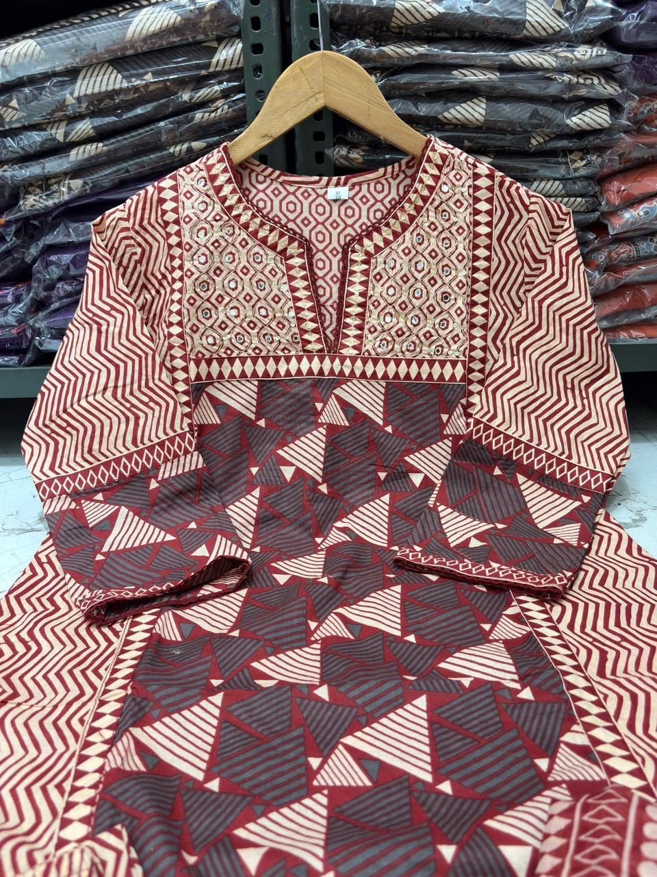Jaipuri Printed Cotton Kurti Set with Printed Pant & Malmal Dupatta