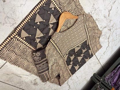 Jaipuri Printed Cotton Kurti Set with Printed Pant & Malmal Dupatta