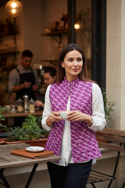 Jaipuri Quilted Reversible Cotton Jacket with Kapas Filling – 28 Inches