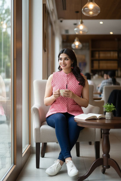 Jaipuri Quilted Reversible Cotton Jacket with Kapas Filling – 28 Inches