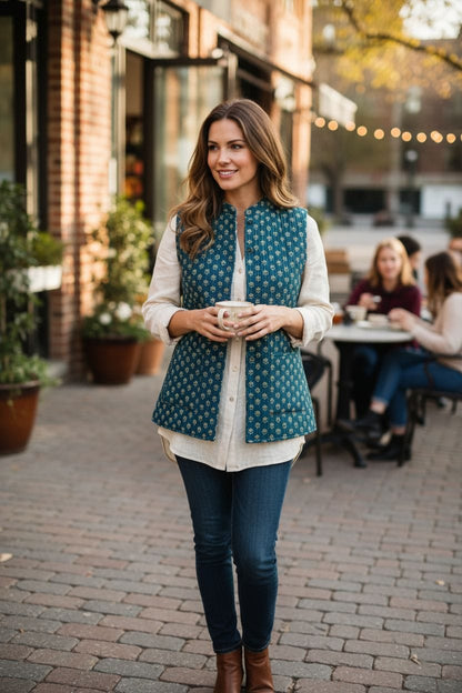 Jaipuri Quilted Reversible Cotton Jacket with Kapas Filling – 28 Inches