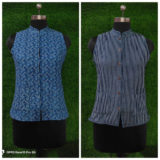 Jaipuri Quilted Reversible Cotton Jacket with Kapas Filling – 28 Inches