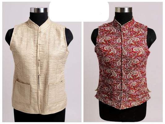 Jaipuri Quilted Reversible Cotton Jacket with Kapas Filling