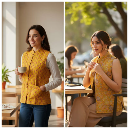 Jaipuri Quilted Reversible Cotton Jacket with Kapas Filling