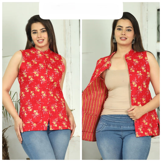 Jaipuri Quilted Reversible Cotton Jacket with Kapas Filling